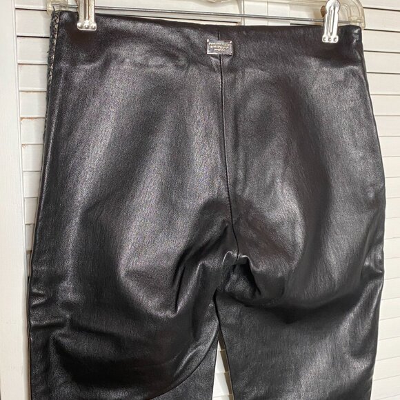 PHILIPP PLEIN Homme Black Lambskin Leather Gray PYTHON Snakeskin Skinny Pants 28 - Picture 7 of 10